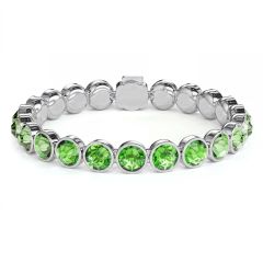 Statement Tennis Bracelet Peridot Crystals Rhodium Plated