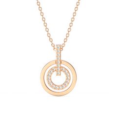 Circle Double Necklace Clear Crystal Rose Gold Plated
