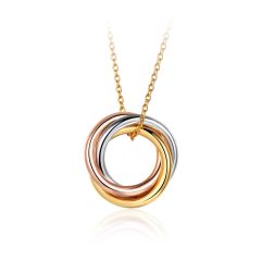 Trinity Interlocking Necklace Tri-Gold Plated