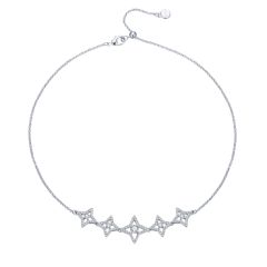 Nebula Star Necklace w Swarovski Crystals Rhodium Plated Bridal