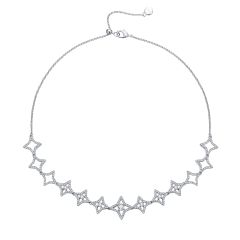 Nebula Star Statement Necklace w Swarovski Crystals Rhodium Plated Bridal