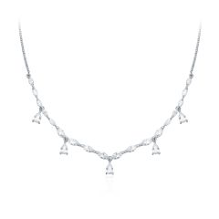 Louison Layer Necklace w Cubic Zirconia Rhodium Plated