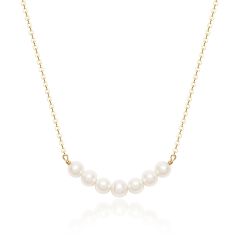 Organic Freshwater Pearl Bar Necklace Gold plated