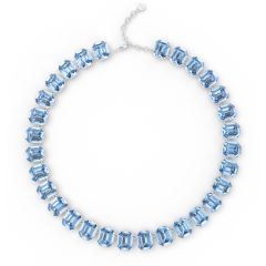 Octagon Sensational Statement Necklace Light Sapphire Crystals Rhodium Plated