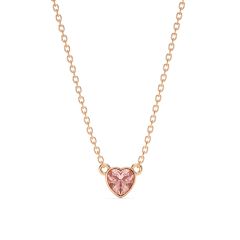Petite Heart Solitaire Necklace Vintage Rose Crystal Rose Gold Plated