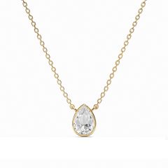 Teardrop Necklace Clear Crystals Gold Plated
