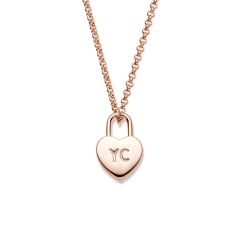 Personalised Holepunched Heart Lock Necklace in Sterling Silver