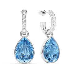 Statement Teardrop Light Sapphire Crystals Drop Earrings Rhodium Plated