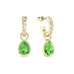 Petite Teardrop Peridot Crystals Drop Earrings Gold Plated