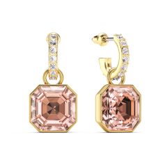 Asscher Vintage Rose Crystals Drop Earrings Gold Plated